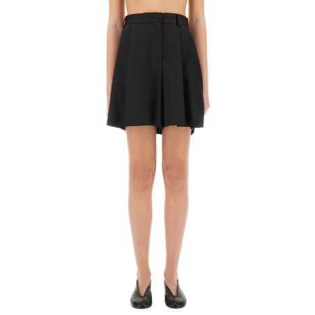ASYMMETRICAL WOOL SHORTS