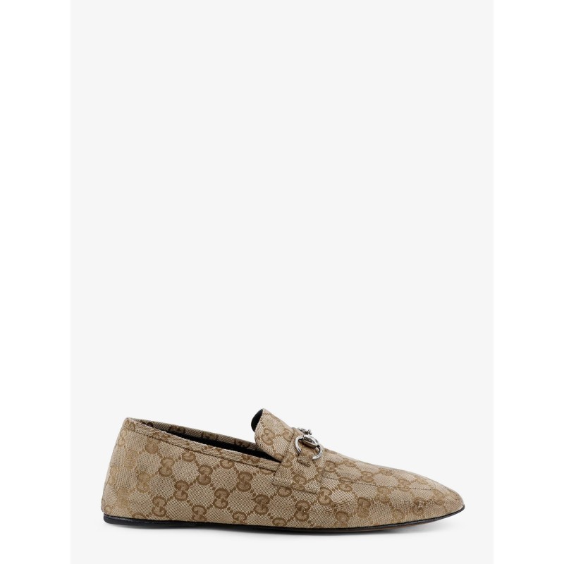 Vintage-effect GG fabric loafers