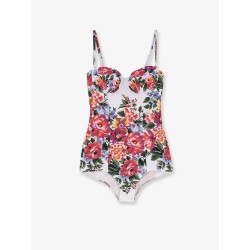 One-piece swimsuit with floral print