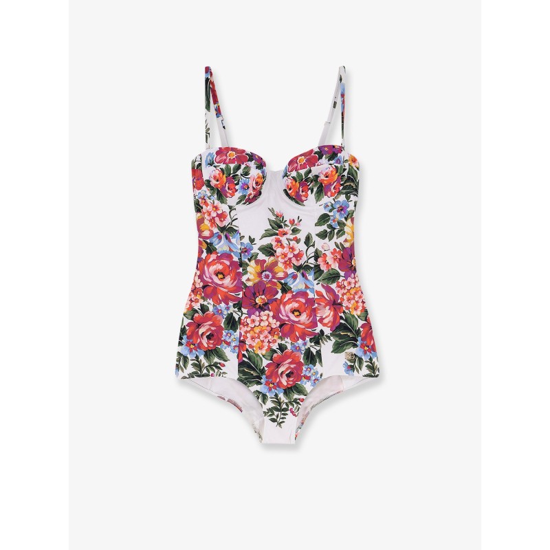 One-piece swimsuit with floral print