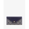 Leather and T monogram fabric wallet