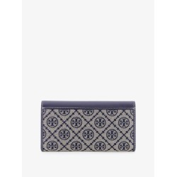 Leather and T monogram fabric wallet