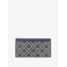 Leather and T monogram fabric wallet
