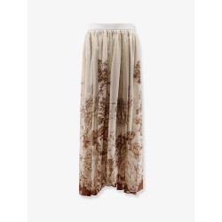 Lyocell and linen long skirt with print
