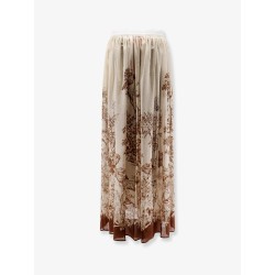 Lyocell and linen long skirt with print