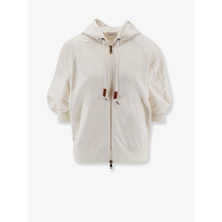 Cotton sweatshirt with nylon sleeves