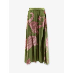 Printed silk long skirt