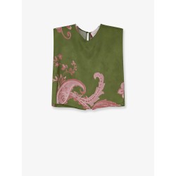 Printed silk sleeveless shirt