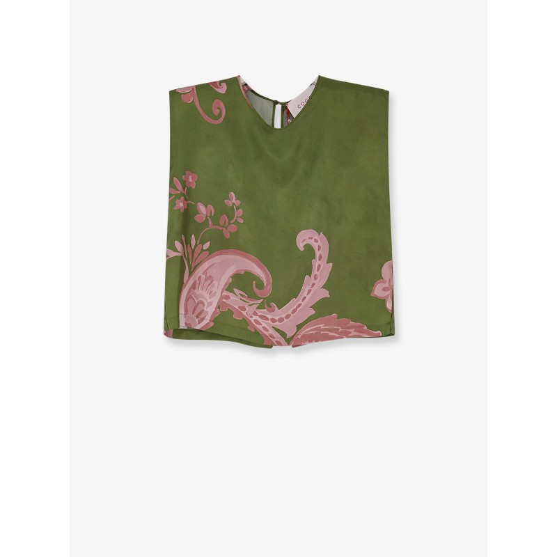 Printed silk sleeveless shirt