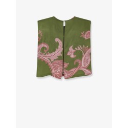 Printed silk sleeveless shirt