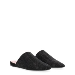 LEATHER SLIPPER WITH RHINESTONES