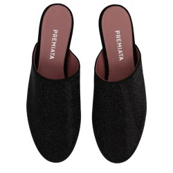 LEATHER SLIPPER WITH RHINESTONES