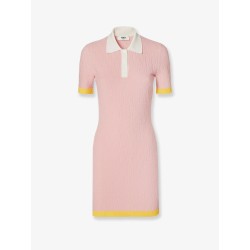 Cotton and silk blend short dress with all-over FF motif