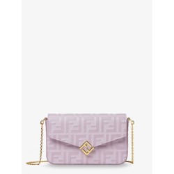 Wallet On Chain FF Diamonds leather shoulder bag with FF embossed logo