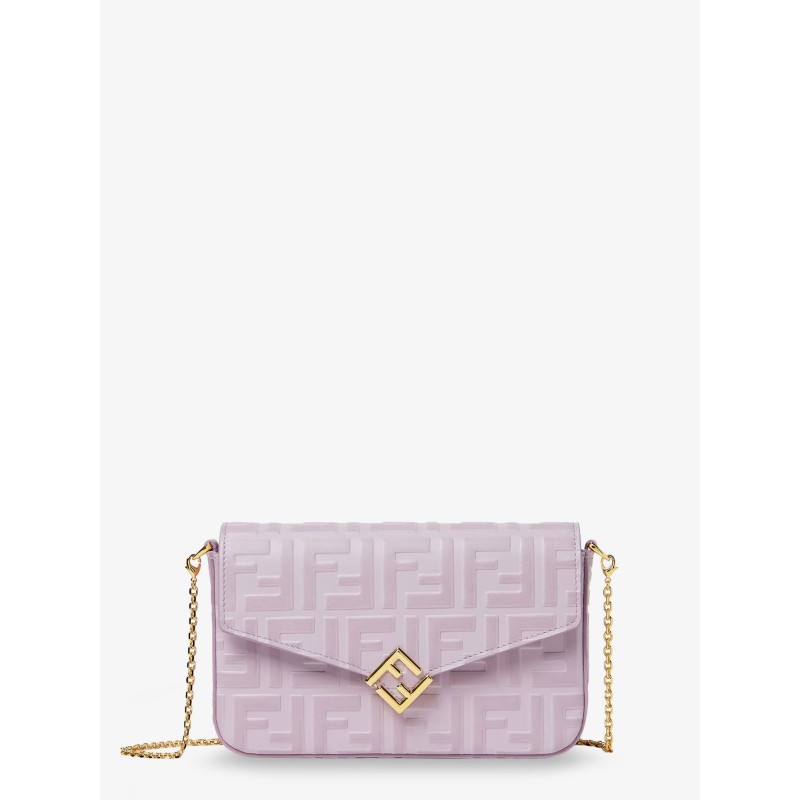 Wallet On Chain FF Diamonds leather shoulder bag with FF embossed logo