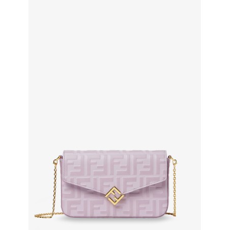 Wallet On Chain FF Diamonds leather shoulder bag with FF embossed logo