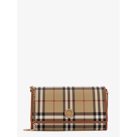 Coated canvas shoulder bag with check pattern