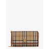 Coated canvas shoulder bag with check pattern