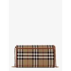Coated canvas shoulder bag with check pattern