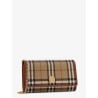 Coated canvas shoulder bag with check pattern