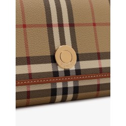 Coated canvas shoulder bag with check pattern