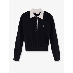Cashmere and silk polo with front logo embroidery