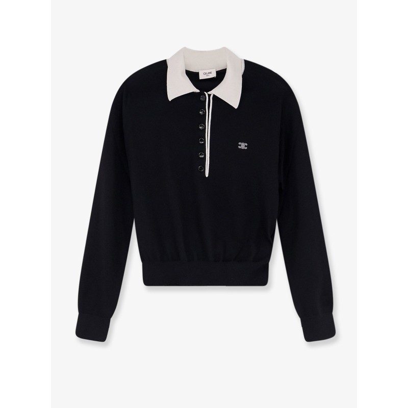 Cashmere and silk polo with front logo embroidery