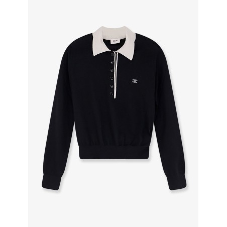 Cashmere and silk polo with front logo embroidery