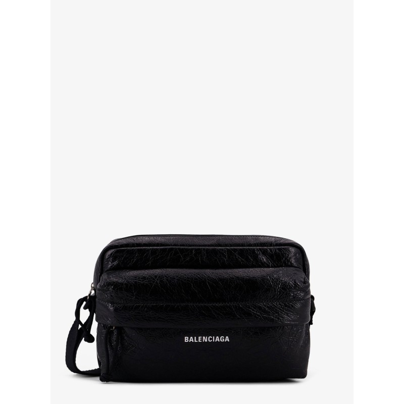 Leather crossbody bag with logo on the front