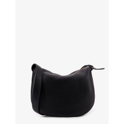 Hammered leather crossbody bag with logo patch