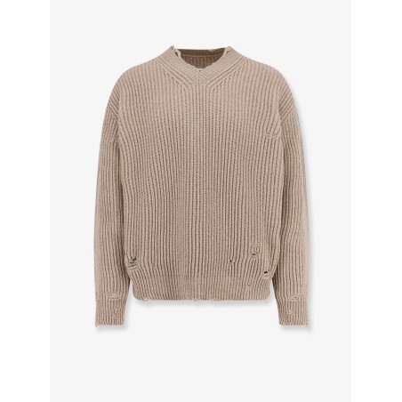 Wool blend sweater with distressed effect