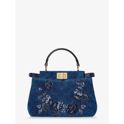 Peekaboo Mini Denim crossbody bag with Night Butterfly Embroidery