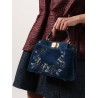 Peekaboo Mini Denim crossbody bag with Night Butterfly Embroidery