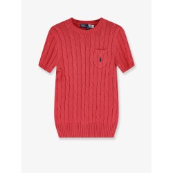 Cotton sweater with contrasting embroidered logo