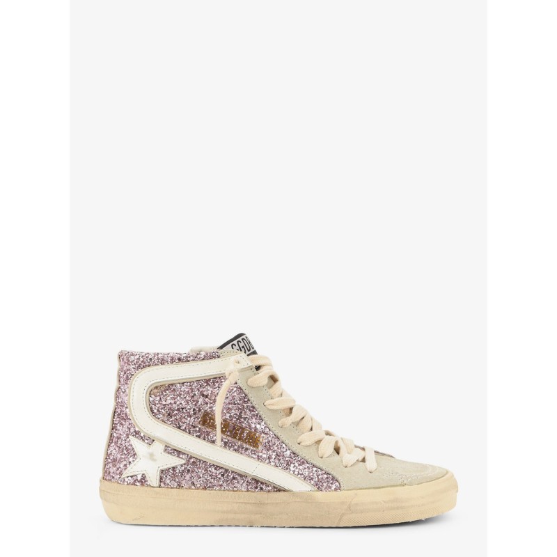 Leather sneakers with all-over glitter detail