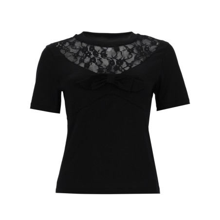 T-SHIRT WITH BOW AND LACE INSERTS
