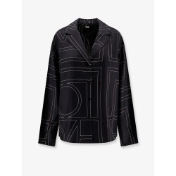 Camicia in seta con ricamo monogramma logo