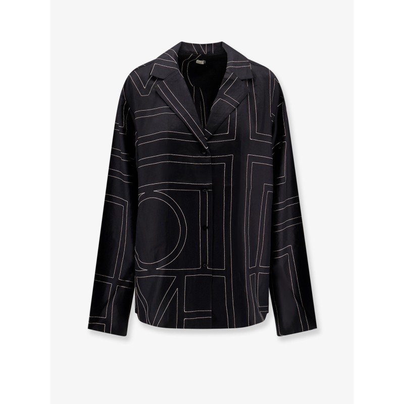 Camicia in seta con ricamo monogramma logo