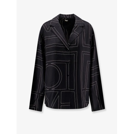 Camicia in seta con ricamo monogramma logo