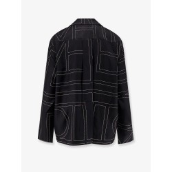 Camicia in seta con ricamo monogramma logo