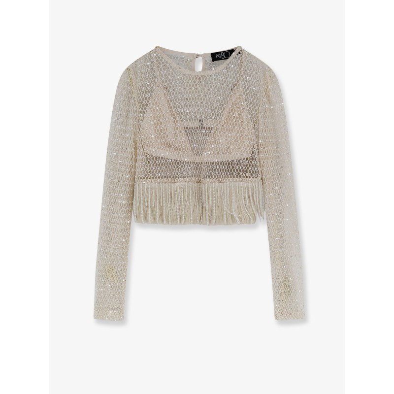 Crochet top with all-over beads