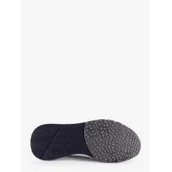 Low-top cotton knit and leather sneakers