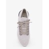 Low-top cotton knit and leather sneakers