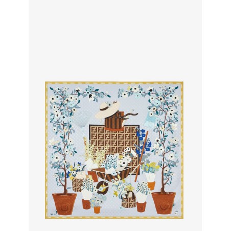 Silk scarf with Gardening print