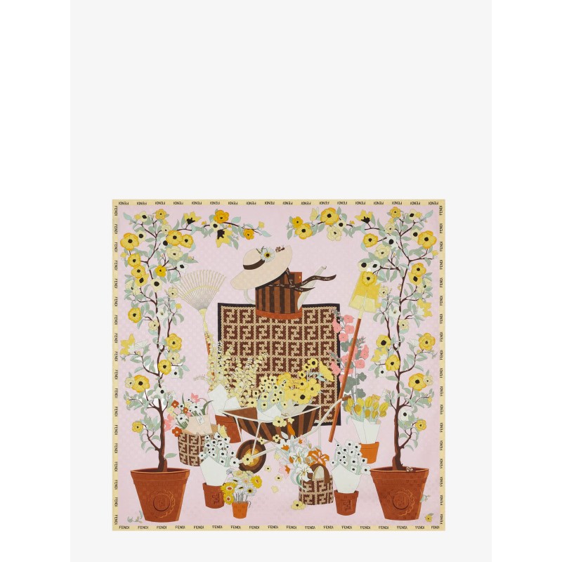 Silk scarf with Gardening print