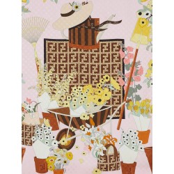 Silk scarf with Gardening print