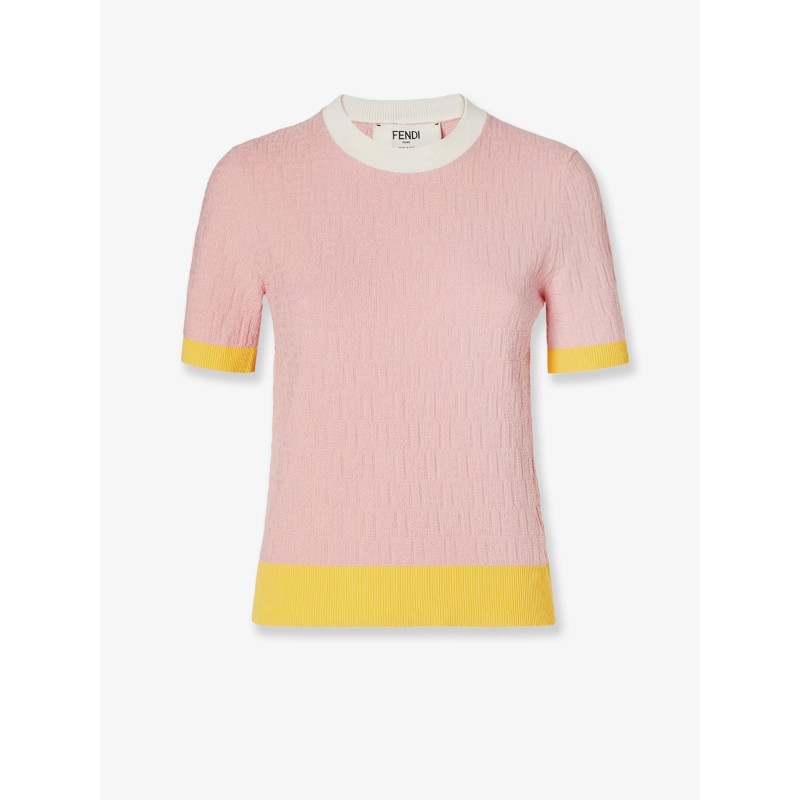 Cotton and silk sweater with all-over FF motif