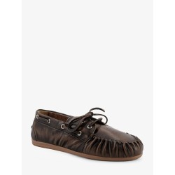 Used-effect leather loafers