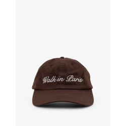 Denim hat with embroidery on the front