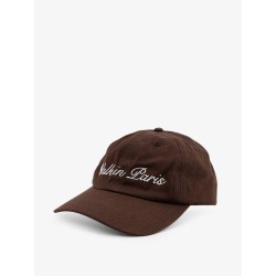 Denim hat with embroidery on the front